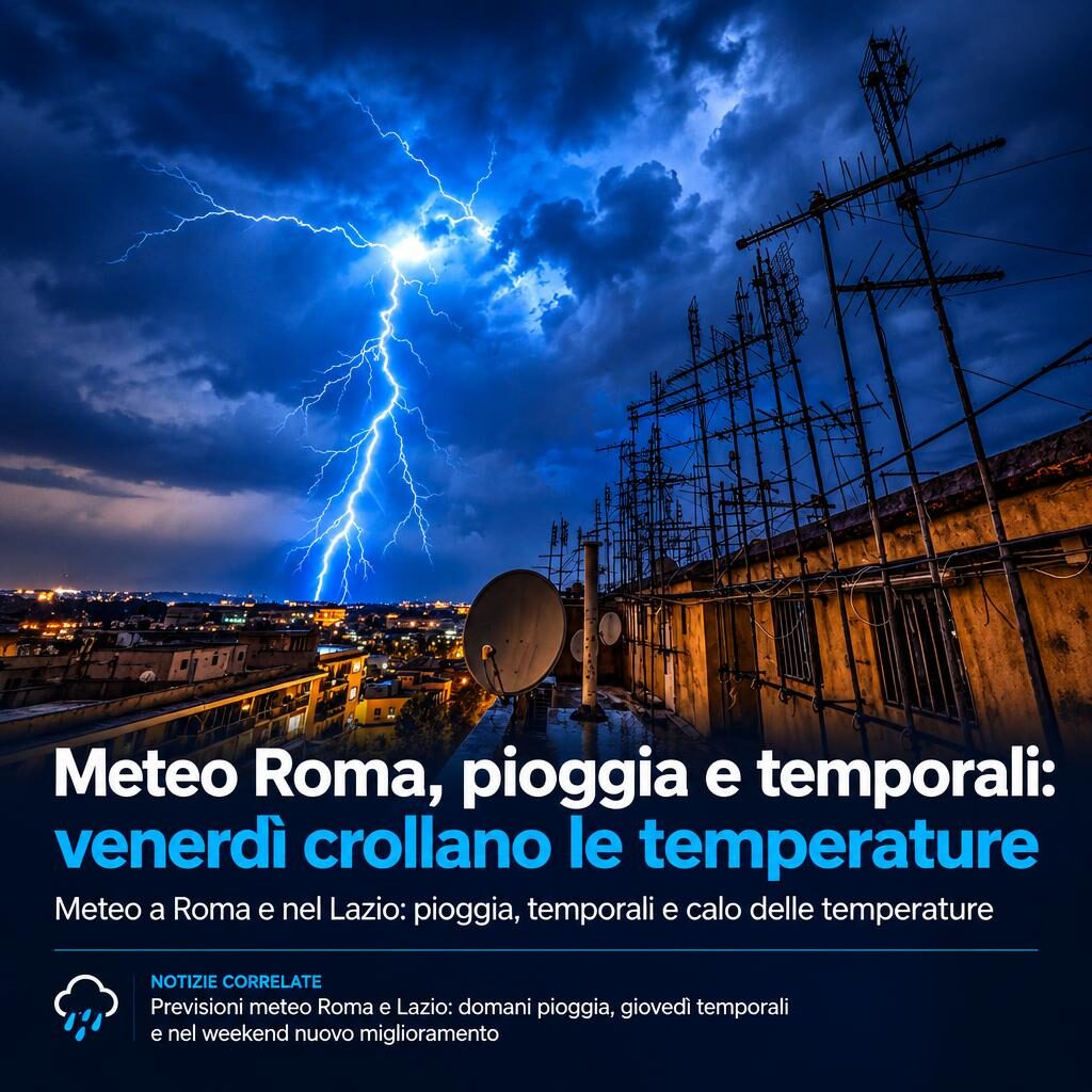 Meteo Roma, pioggia e temporali: venerdì crollano le temperature