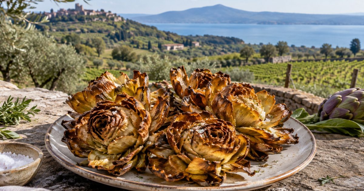 Montefiascone, i carciofi alla giudia tra vigne, lago e campagna della Tuscia