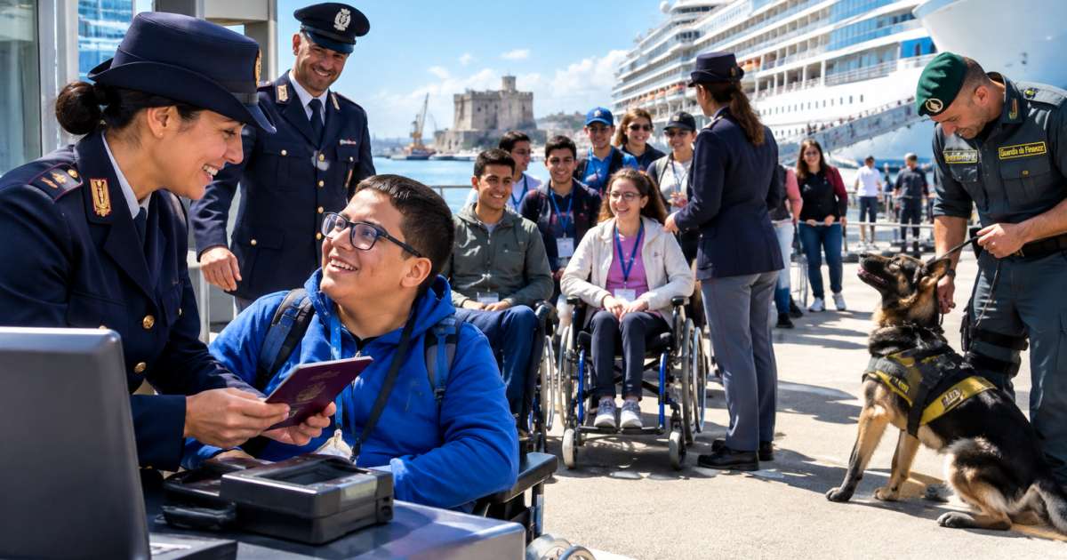 Polizia di Stato incontra ragazzi disabili: visita al porto di Civitavecchia e simulazione di controllo di frontiera