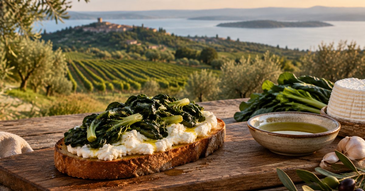 Ricotta romana e cicoria: una pausa di campagna tra Montefiascone e il lago di Bolsena