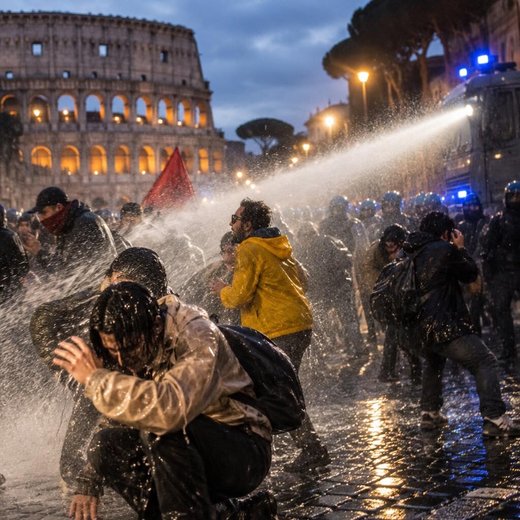 Roma, corteo non autorizzato: gli idranti spengono la protesta?