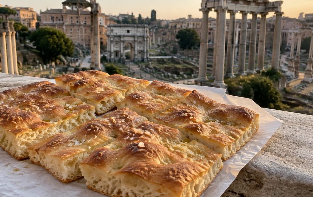 Roma e i Fori Imperiali: la pizza bianca tra pietra antica e vita di strada
