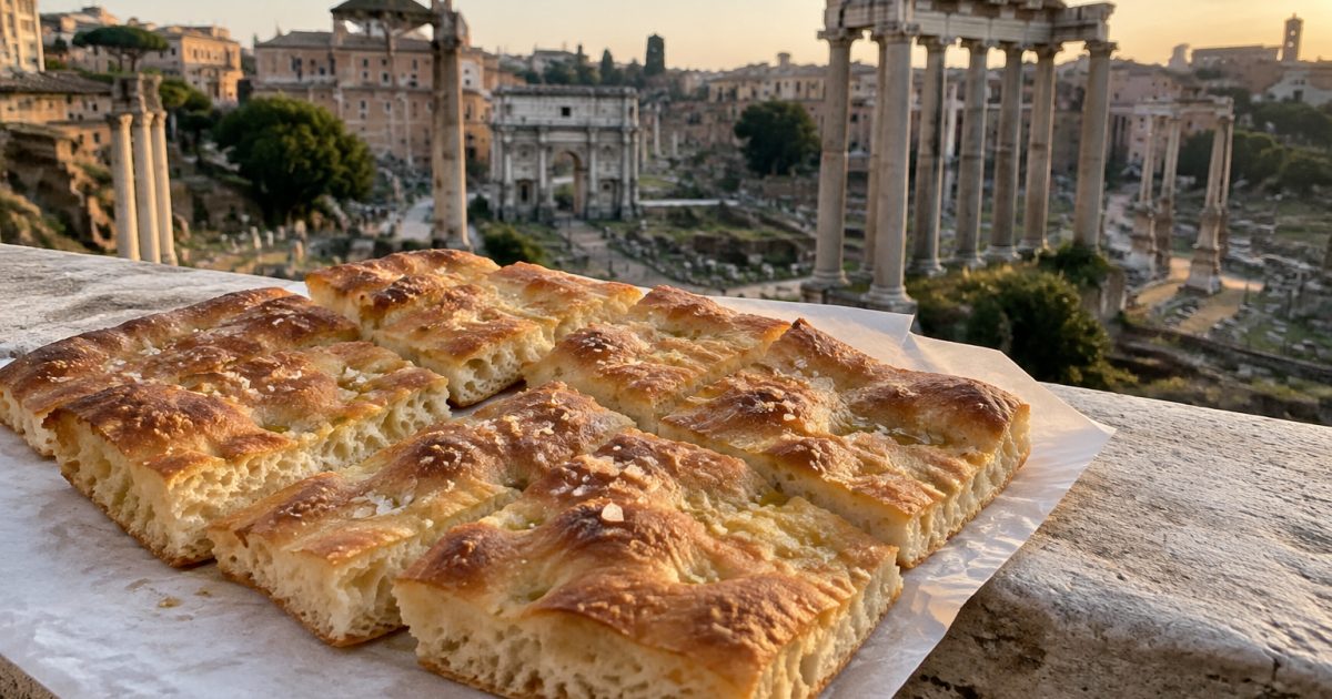 Roma e i Fori Imperiali: la pizza bianca tra pietra antica e vita di strada