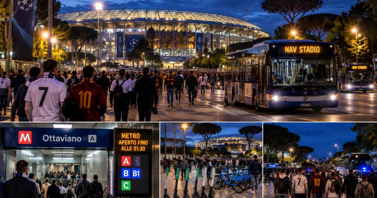 Roma-Real Madrid: piano mobilità speciale e navette dedicate per la partita allo Stadio Olimpico