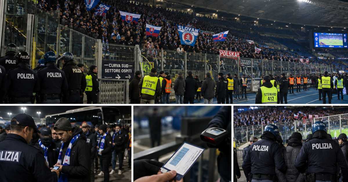 Roma-Slovan Bratislava: circa 2000 tifosi ospiti accolti a Roma, identificazioni preventive e due arresti nel settore ospiti