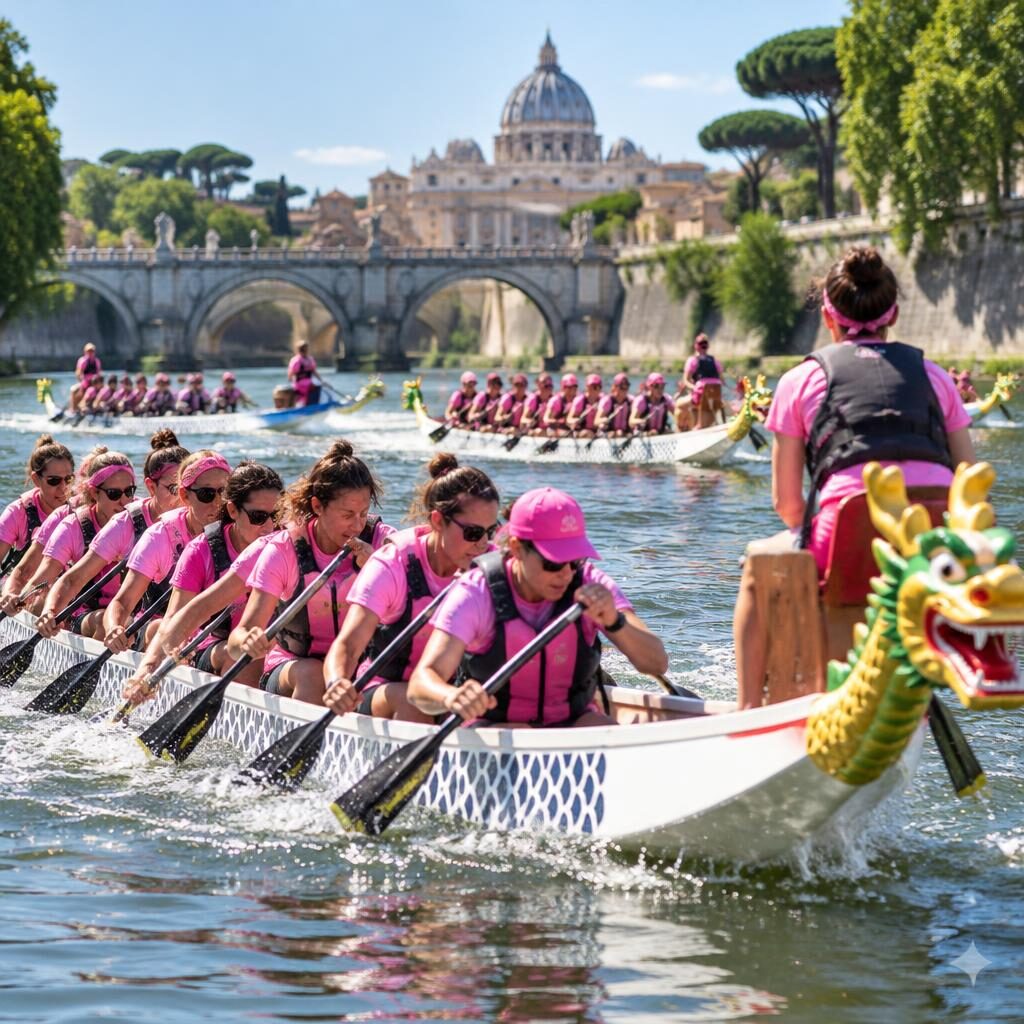 Roma, venti equipaggi femminili sul Tevere: la prevenzione rema