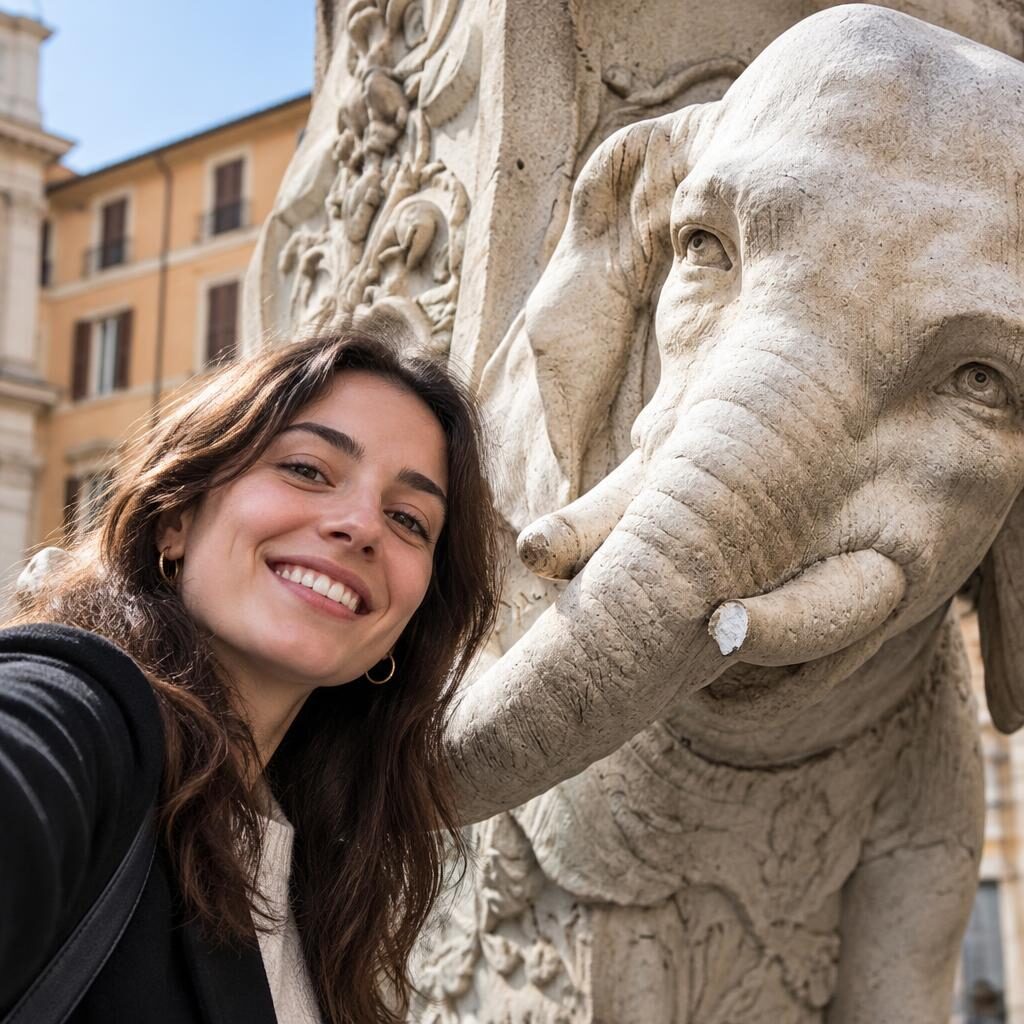 Selfie all’Elefantino del Bernini: 10 mesi per la zanna rotta