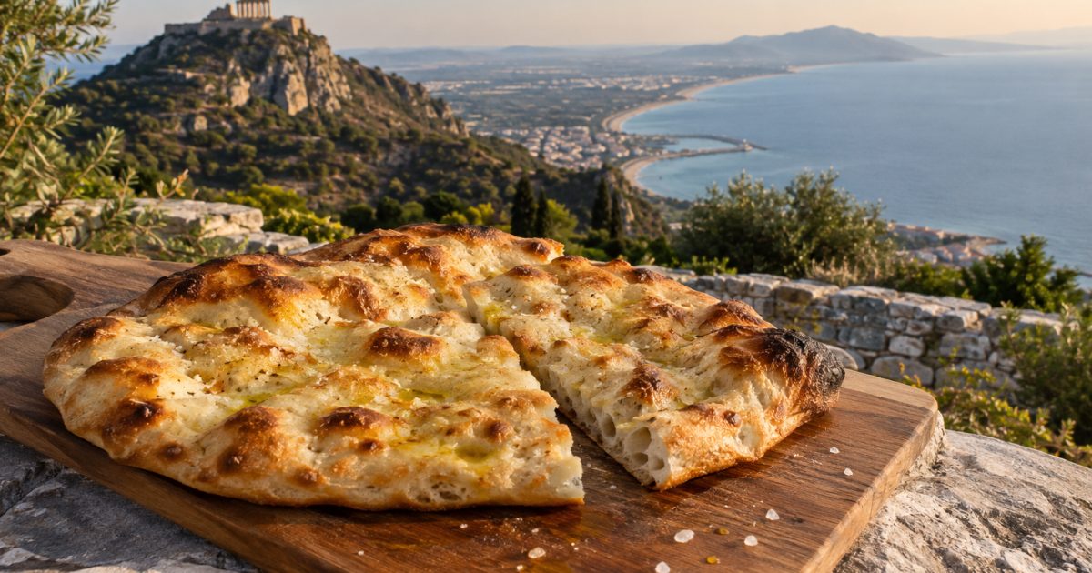 Terracina, pizza bianca romana con vista sul Tempio di Giove Anxur