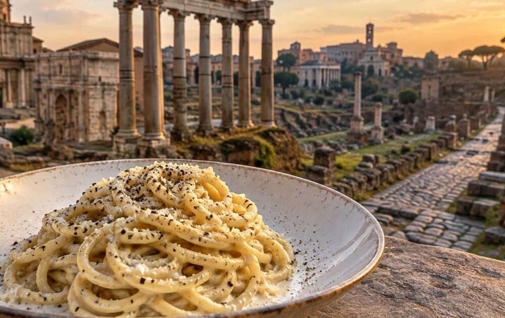 Tonnarelli cacio e pepe, il sapore di Roma tra i Fori Imperiali