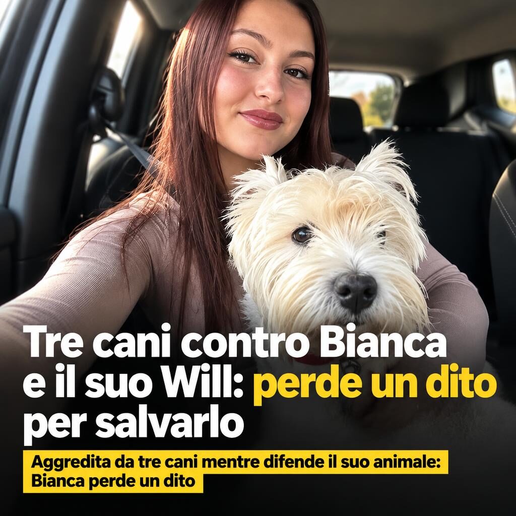 Tre cani contro Bianca e il suo Will: perde un dito per salvarlo