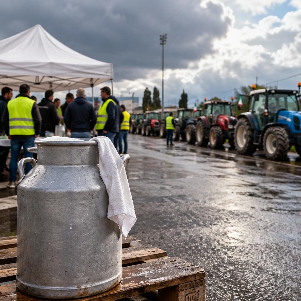 Valmontone, la protesta del latte: pochi centesimi ai produttori