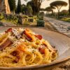 Via Appia Antica, la carbonara tra pini, rovine e campagna romana
