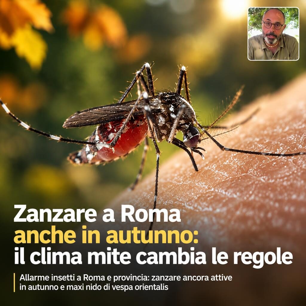 Zanzare a Roma anche in autunno: il clima mite cambia le regole